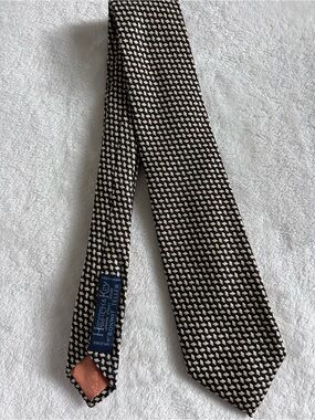 Hilditch & Key London Dark Brown Cream Pure Silk Tie Made in England Luxury